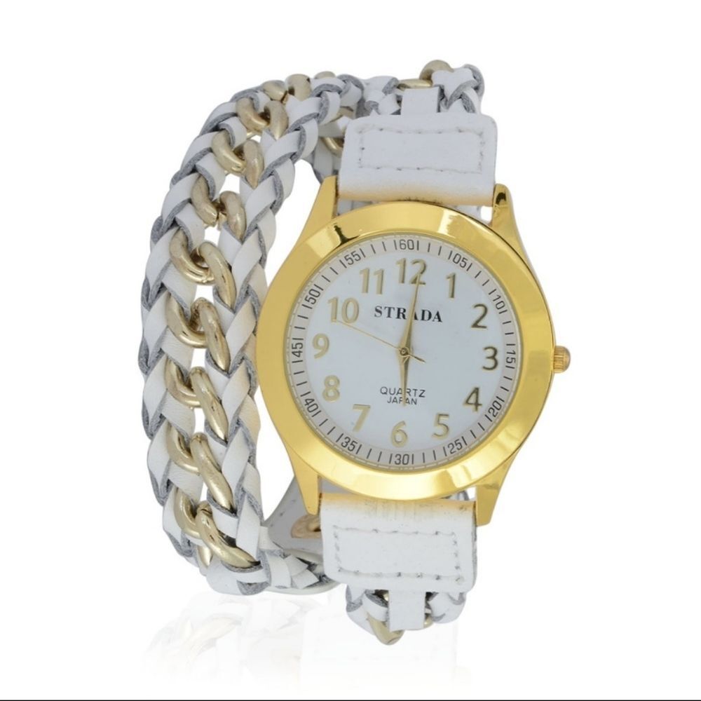 4 FOR $20 STRADA Watch Faux White Leather Band